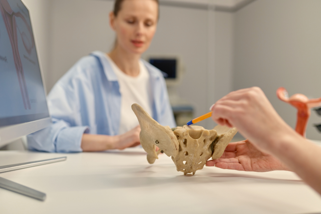 Therapist discussing a pelvic PT Exam Therapist explaining a pelvic PT Exam
